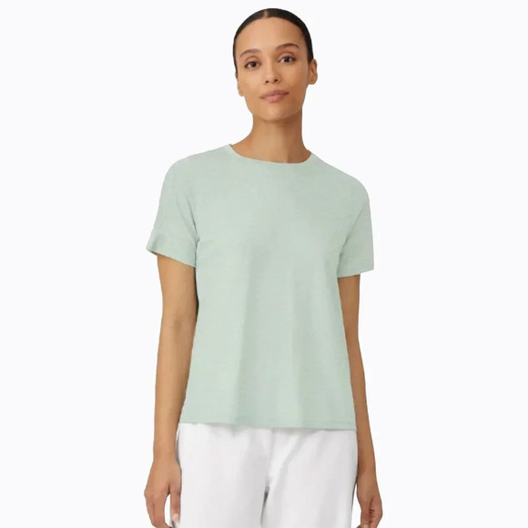 Eileen Fisher Organic Tee SzXS/S Cotton Slub Crew Neck Mint Green Casual Classic - Picture 1 of 6